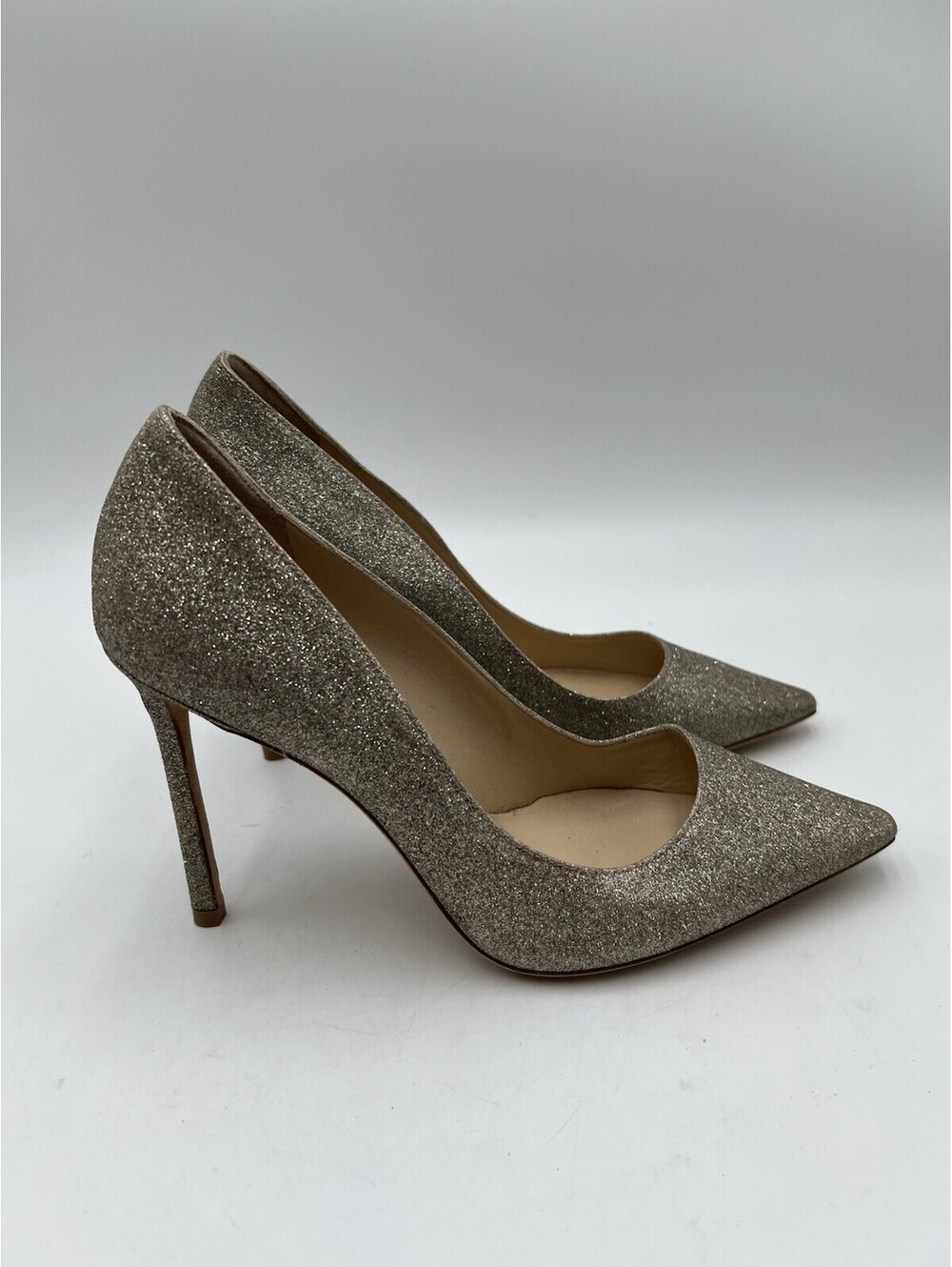 Women’s Jimmy Choo Romy 100 pumps in platinum ice dusty glitter Size 38